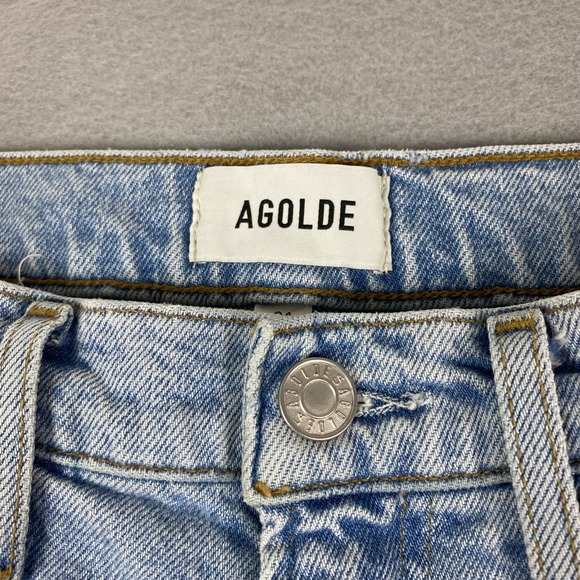 Agolde Womens Jeans Size 24 Ren High Rise Wide Leg Cropped light wash raw - Picture 3 of 15